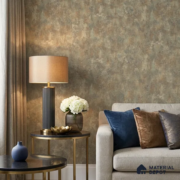 ST021070 | Brown Tan Mottled Plaster PVC Patterned Wallpaper - 10.05 Meter x 20.86 Inches, 57.33 Sq. Ft. (Min. 15% Wastage)