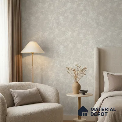 ST021079 | Greige Cloudy Plaster PVC Patterned Wallpaper - 10.05 Meter x 20.86 Inches, 57.33 Sq. Ft. (Min. 15% Wastage)
