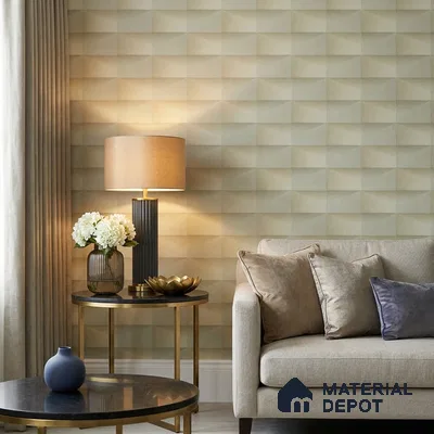 ST021085 | Olive Brick Block PVC Geometric Wallpaper - 10.05 Meter x 20.86 Inches, 57.33 Sq. Ft. (Min. 15% Wastage)
