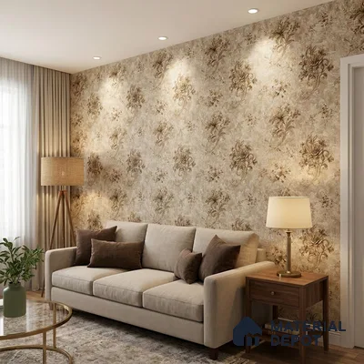 1104 | Taupe Small Lily Bouquet Floral Wallpaper - 10 Meter x 21 Inches, 57.37 Sq. Ft. (Min. 15% Wastage)