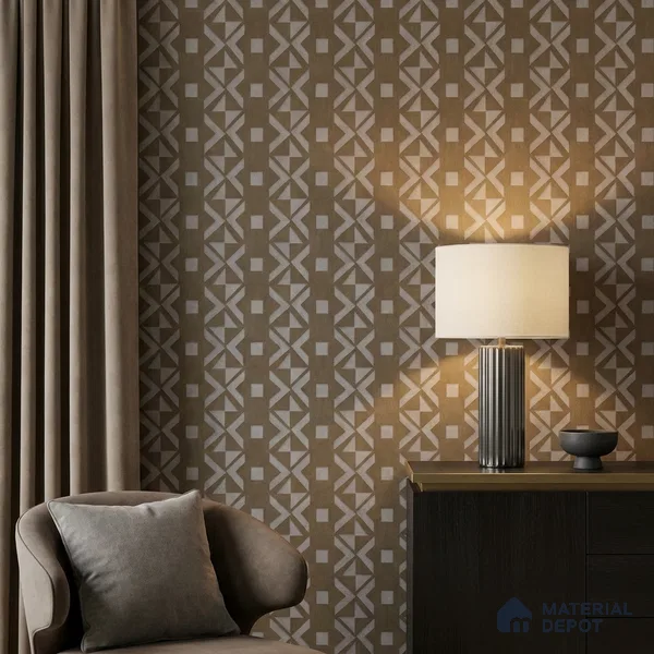 AMBL23433 | Dark Brown Cross Diamond Patterned Wallpaper - 10 Meter x 21 Inches, 57.05 Sq. Ft. (Min. 15% Wastage)