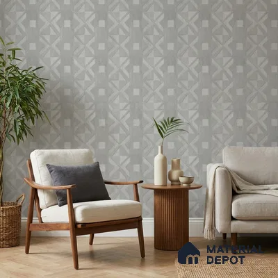 AMBL23436 | Silver Grey Cross Diamond Patterned Wallpaper - 10 Meter x 21 Inches, 57.05 Sq. Ft. (Min. 15% Wastage)