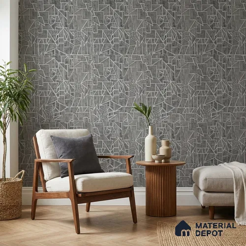AMBL23442 | 10 Meter x 21 Inches Geometric Look Wallpaper - 57.05 Sq. Ft. | Minimum 15% wastage during installation