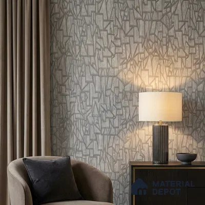 AMBL23444 | Light Grey Fractured Lines Geometric Wallpaper - 10 Meter x 21 Inches, 57.05 Sq. Ft. (Min. 15% Wastage)