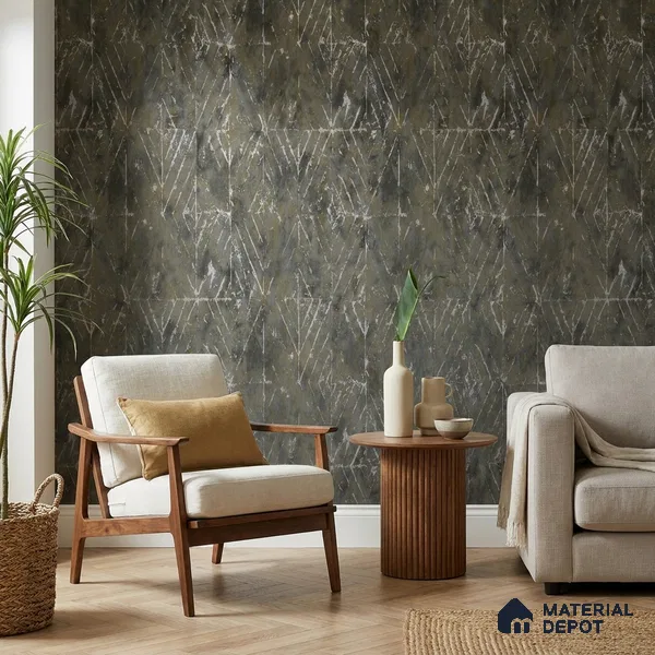 AMBL23456 | Black Etched Diamonds Textured Wallpaper - 10 Meter x 21 Inches, 57.05 Sq. Ft. (Min. 15% Wastage)