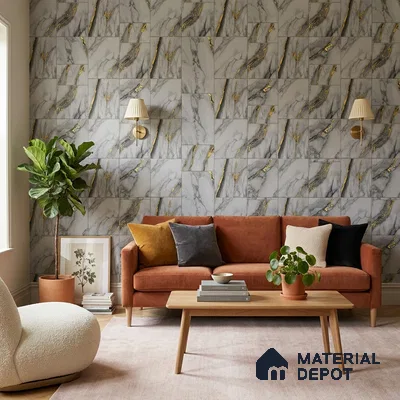 FE503-4 | 10 Meter x 21 Inch PVC Marble Look Wallpaper - 57 Sq. Ft. | Minimum 10% wastage during installation