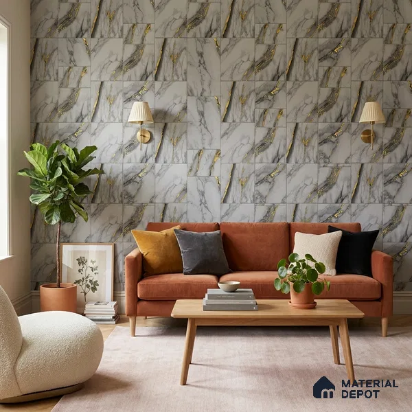 FE503-4 | 10 Meter x 21 Inch PVC Marble Look Wallpaper - 57 Sq. Ft. | Minimum 10% wastage during installation