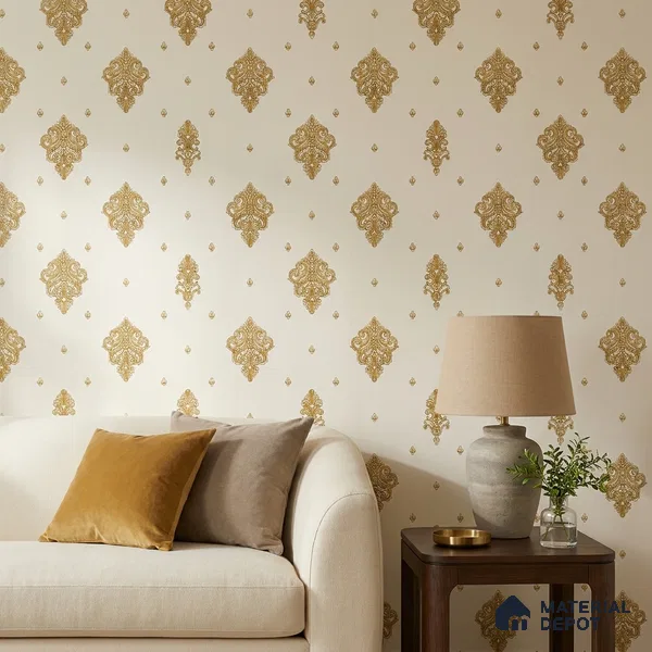 FE507-2 | 10 Meter x 21 Inch PVC Damask Look Wallpaper - 57 Sq. Ft. | Minimum 15% wastage during installation