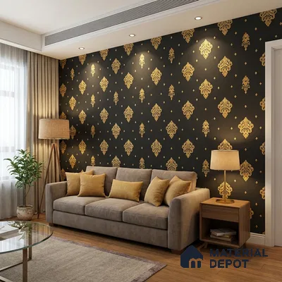 FE507-5 | 10 Meter x 21 Inch PVC Damask Look Wallpaper - 57 Sq. Ft. | Minimum 15% wastage during installation