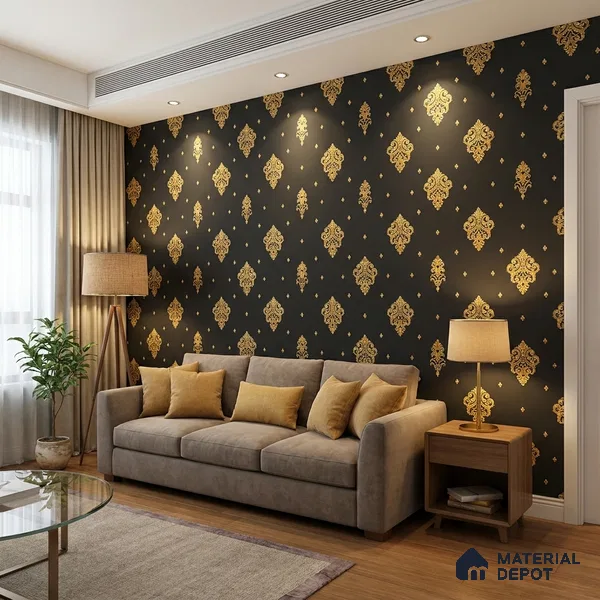 FE507-5 | 10 Meter x 21 Inch PVC Damask Look Wallpaper - 57 Sq. Ft. | Minimum 15% wastage during installation