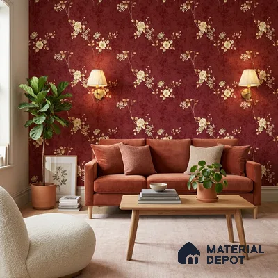 FE508-4 | 10 Meter x 21 Inch PVC Florals Look Wallpaper - 57 Sq. Ft. | Minimum 15% wastage during installation