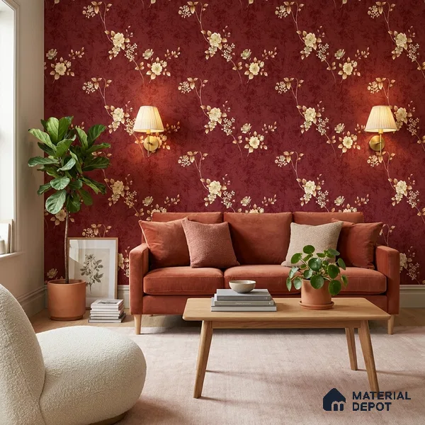 FE508-4 | 10 Meter x 21 Inch PVC Florals Look Wallpaper - 57 Sq. Ft. | Minimum 15% wastage during installation