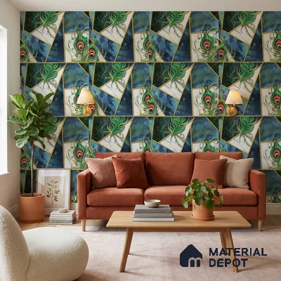 FE509-2 | 10 Meter x 21 Inch PVC Geometric Look Wallpaper - 57 Sq. Ft. | Minimum 15% wastage during installation