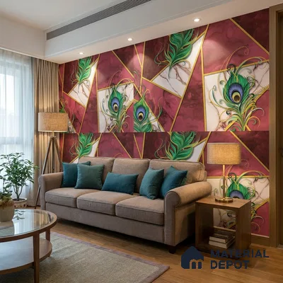 FE509-3 | 10 Meter x 21 Inch PVC Geometric Look Wallpaper - 57 Sq. Ft. | Minimum 15% wastage during installation