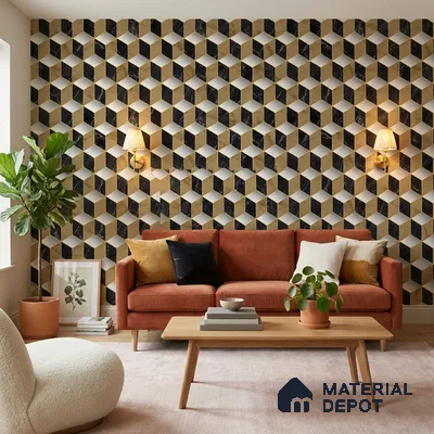 FE510-5 | 10 Meter x 21 Inch PVC Geometric Look Wallpaper - 57 Sq. Ft. | Minimum 15% wastage during installation