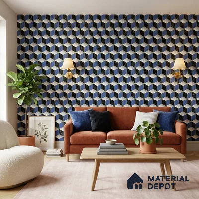 FE510-6 | 10 Meter x 21 Inch PVC Geometric Look Wallpaper - 57 Sq. Ft. | Minimum 15% wastage during installation