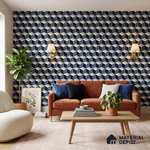 FE510-6 | 10 Meter x 21 Inch PVC Geometric Look Wallpaper - 57 Sq. Ft. | Minimum 15% wastage during installation