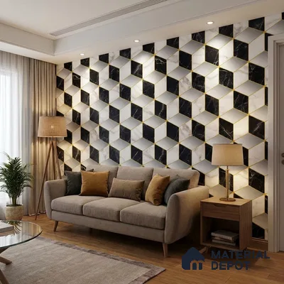 FE510-1 | 10 Meter x 21 Inch PVC Geometric Look Wallpaper - 57 Sq. Ft. | Minimum 15% wastage during installation
