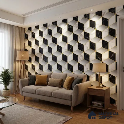 FE510-1 | 10 Meter x 21 Inch PVC Geometric Look Wallpaper - 57 Sq. Ft. | Minimum 15% wastage during installation