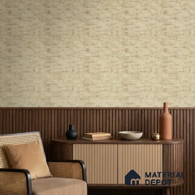 AMBL23425 | Cream Frayed Ikat Textured Wallpaper - 10 Meter x 21 Inches, 57.05 Sq. Ft. (Min. 15% Wastage)