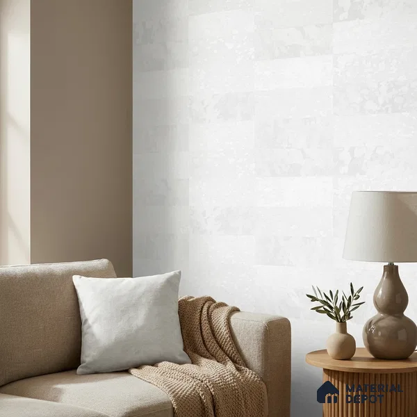 RD2632 | White Cork Tiles PVC Textured Wallpaper - 10 Meter x 21 Inch, 57 Sq. Ft. (Min. 15% Wastage)
