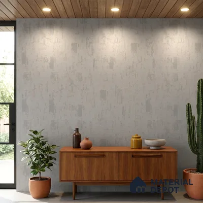 RD2650 | Grey Scraped Plaster PVC Textured Wallpaper - 10 Meter x 21 Inch, 57 Sq. Ft. (Min. 15% Wastage)