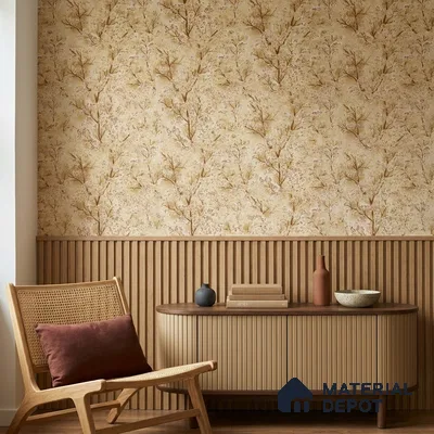 23802 | Caramel Fine Blossom Branches Floral Wallpaper - 10 Meter x 21 Inches, 57.41 Sq. Ft. (Min. 15% Wastage)