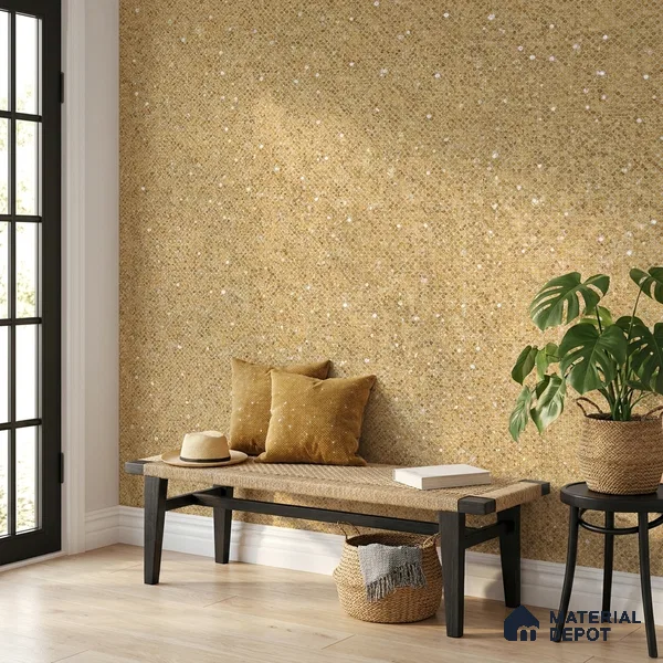 23810 | Mustard Gold Dot Sparkle Texture Patterned Wallpaper - 10 Meter x 21 Inches, 57.41 Sq. Ft. (Min. 15% Wastage)
