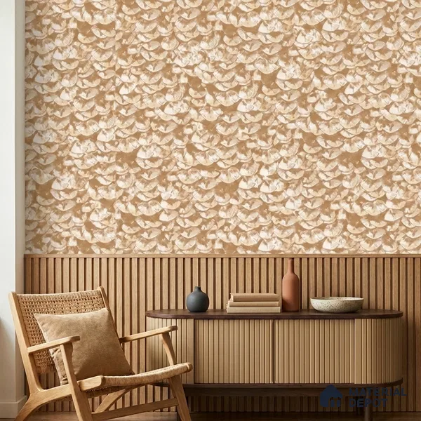 23817 | Warm Beige Woven Floral Texture Patterned Wallpaper - 10 Meter x 21 Inches, 57.41 Sq. Ft. (Min. 15% Wastage)