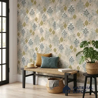 23829 | 10 Meter x 21 Inches Damask Look Wallpaper - 57.41 Sq. Ft. | Minimum 15% wastage during installation