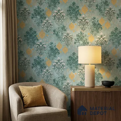 23830 | 10 Meter x 21 Inches Damask Look Wallpaper - 57.41 Sq. Ft. | Minimum 15% wastage during installation