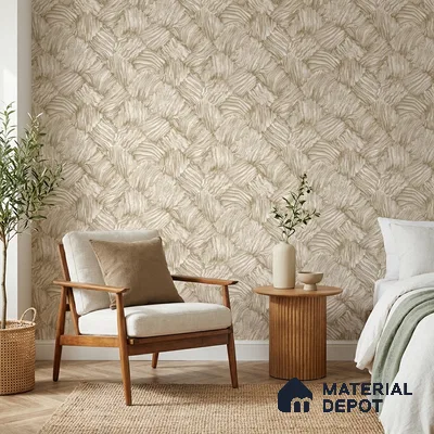 23832 | Beige Brushed Basket Weave Patterned Wallpaper - 10 Meter x 21 Inches, 57.41 Sq. Ft. (Min. 15% Wastage)
