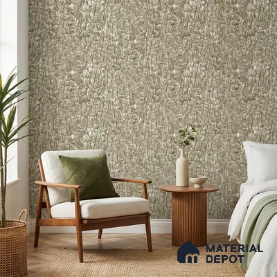 23866 | Sage Gold Cracked Leather Texture Look Wallpaper 10 Meter x 21 Inches - 57.41 Sq. Ft. | Minimum 15% wastage during installation