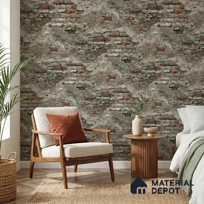 23870 | 10 Meter x 21 Inches Brick Look Wallpaper - 57.41 Sq. Ft. | Minimum 15% wastage during installation