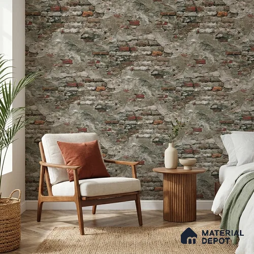 23870 | 10 Meter x 21 Inches Brick Look Wallpaper - 57.41 Sq. Ft. | Minimum 15% wastage during installation