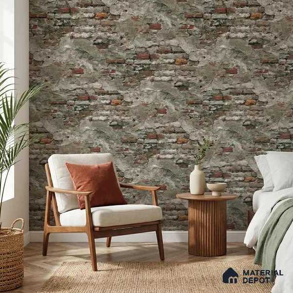 23870 | 10 Meter x 21 Inches Brick Look Wallpaper - 57.41 Sq. Ft. | Minimum 15% wastage during installation