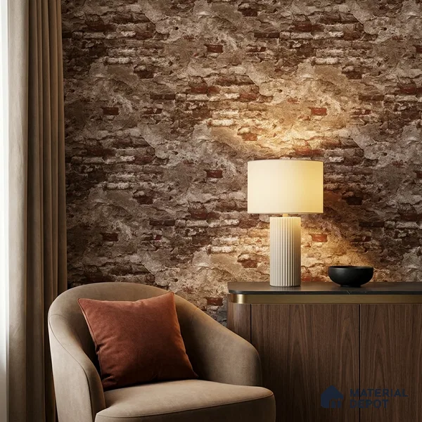 23871 | 10 Meter x 21 Inches Brick Look Wallpaper - 57.41 Sq. Ft. | Minimum 15% wastage during installation