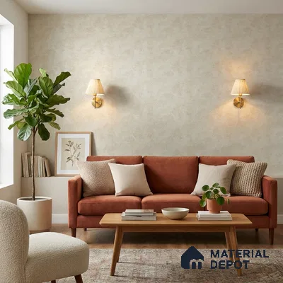 9006 | Cream & Beige Plaster Texture Patterned Wallpaper - 10 Meter x 21 Inch, 57 Sq. Ft. (Min. 15% Wastage)