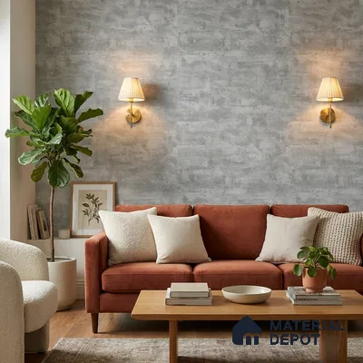 9074 | Mid Grey Streaked Plaster Patterned Wallpaper - 10 Meter x 21 Inch, 57 Sq. Ft. (Min. 15% Wastage)
