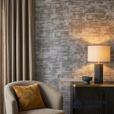 9050 | Lavender Grey & Gold Brushed Texture Patterned Wallpaper - 10 Meter x 21 Inch, 57 Sq. Ft. (Min. 15% Wastage)