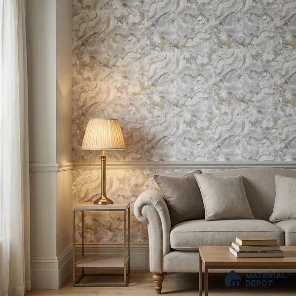 9052 | 10 Meter x 21 Inch  Marble Look Wallpaper - 57 Sq. Ft. | Minimum 10% wastage during installation