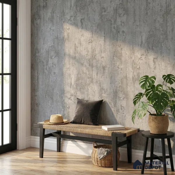 74044-3 | Cool Grey Weathered Plaster Patterned Wallpaper - 5 Meter x 42 Inch, 57.41 Sq. Ft. (Min. 15% Wastage)