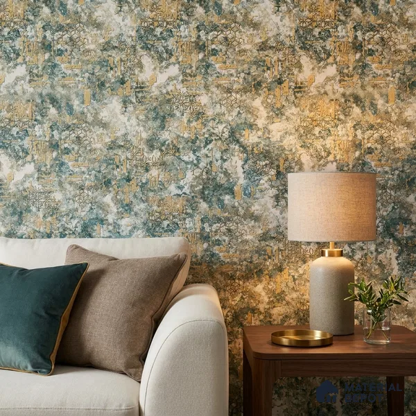 1134 | Teal & White Weathered Trellis Patterned Wallpaper - 10 Meter x 21 Inches, 57.37 Sq. Ft. (Min. 15% Wastage)