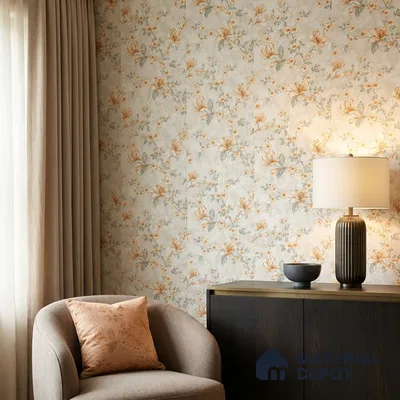 WK160-14 | Cream Lily Blossom Floral Wallpaper - 10 Meter x 21 Inches, 57.37 Sq. Ft. (Min. 15% Wastage)