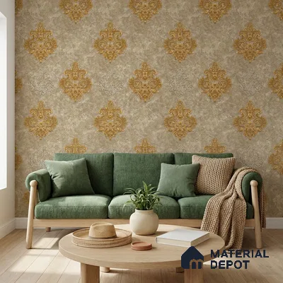 1144 | 10 Meter x 21 Inches Damask Look Wallpaper - 57.37 Sq. Ft. | Minimum 15% wastage during installation