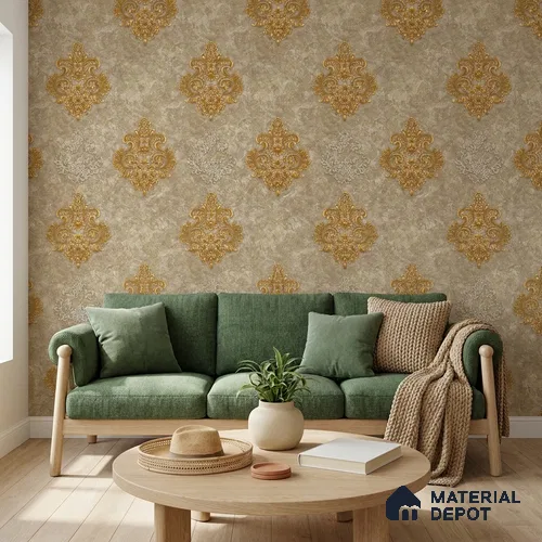 1144 | 10 Meter x 21 Inches Damask Look Wallpaper - 57.37 Sq. Ft. | Minimum 15% wastage during installation