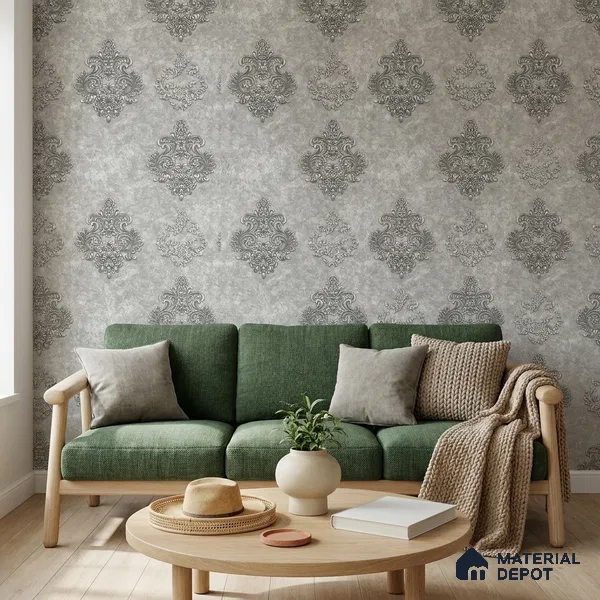 1146 | 10 Meter x 21 Inches Damask Look Wallpaper - 57.37 Sq. Ft. | Minimum 15% wastage during installation