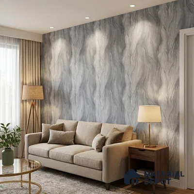 1124 | Grey Wave Ripples Textured Wallpaper - 10 Meter x 21 Inches, 57.37 Sq. Ft. (Min. 15% Wastage)