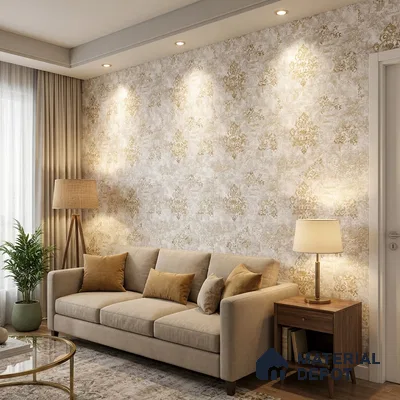 1127 | 10 Meter x 21 Inches Damask Look Wallpaper - 57.37 Sq. Ft. | Minimum 15% wastage during installation