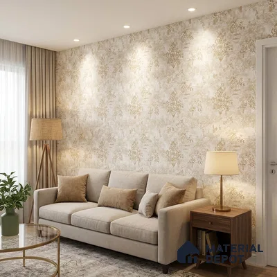 1128 | 10 Meter x 21 Inches Damask Look Wallpaper - 57.37 Sq. Ft. | Minimum 15% wastage during installation